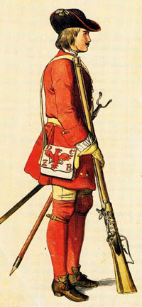 Kurbrandenburgischer Musketier mit Radschlo&szlig;muskete.